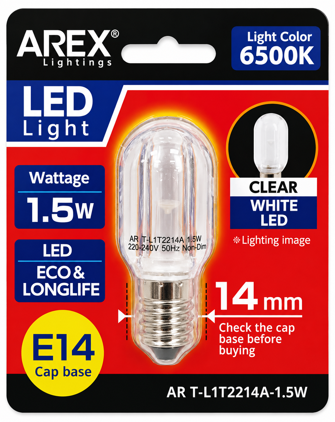 AREX AR T-L1T2214A-1.5W-W E14 6500K LED BULB WHITE